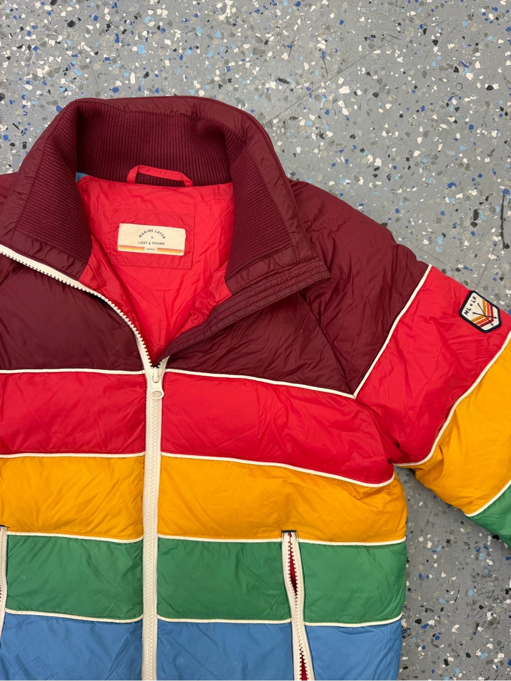 Marine Layer x Lost & Found Stripe Puffer Jacket - women’s small - Picture 2 of 2